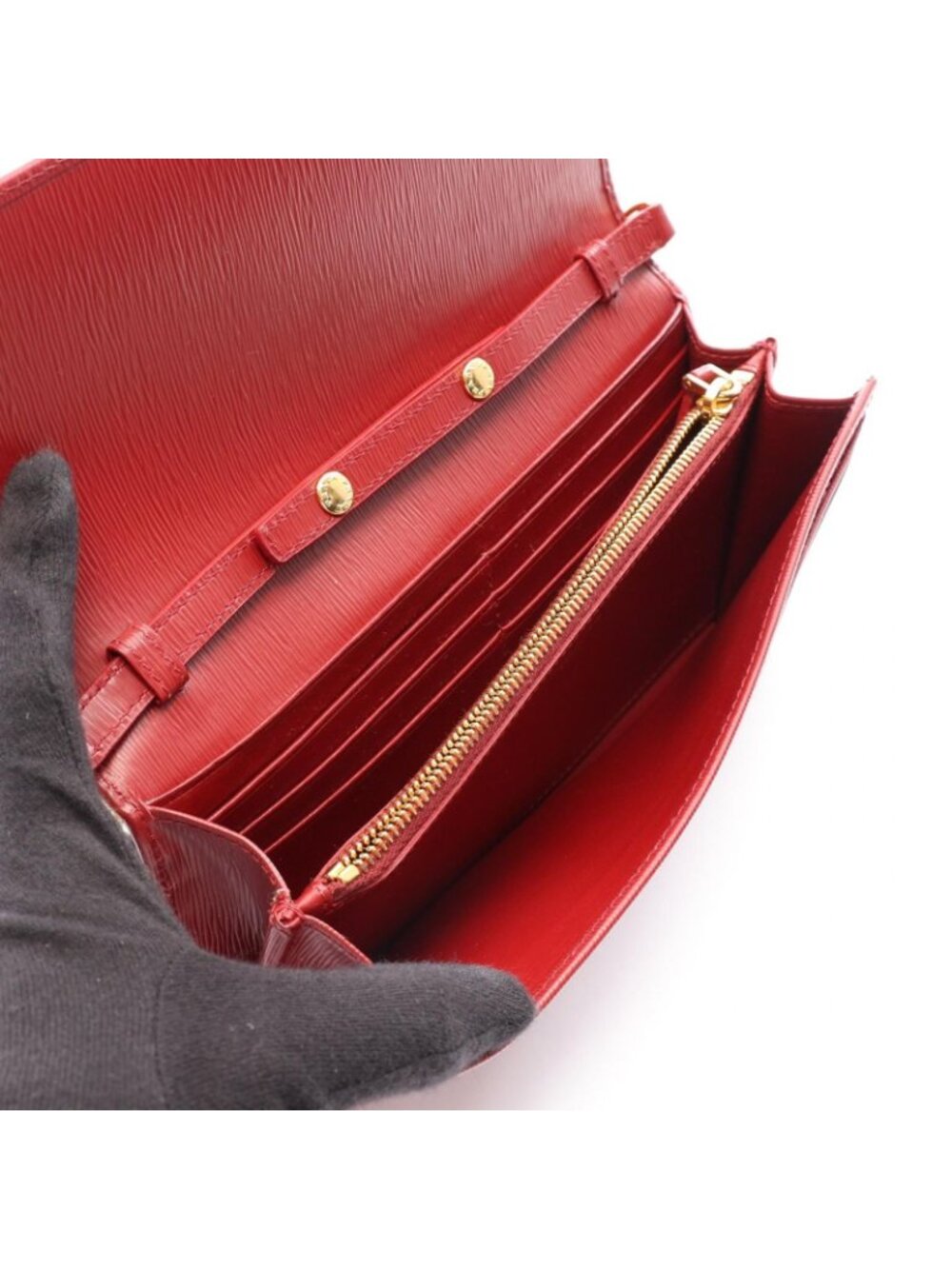Prada Shoulder Bag Red Leather Chain Wallet - Picture 3 of 9